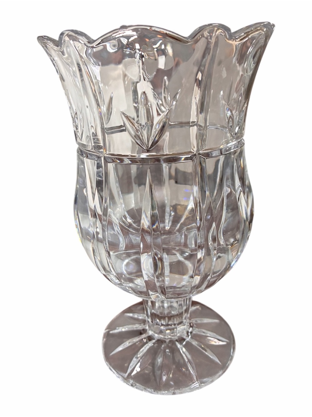 Bloch Clear Crystal Tulip Pedestal Hurricane Vase